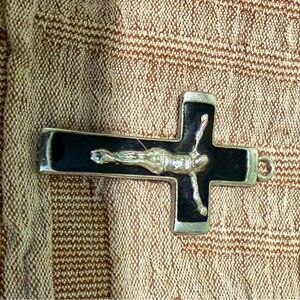 Stylish Silver and Black Crucifix Pendant